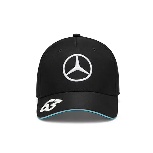 MERCEDES AMG PETRONAS F1 2024 George Russell Kappe - Schwarz - Einheitsgröße - Kleidung mit gesticktem Mercedes-Stern und Team-Logo-Print, perfekt für F1-Fans und stilbewusste Anhänger.