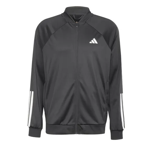 Adidas 3-Stripe Knitted Trainingsjacke Herren - Schwarz / Weiß - Sportjacke aus 100% recyceltem Polyester mit feuchtigkeitsableitenden Eigenschaften, ideal für Training und Alltag, bietet Komfort und Stil.