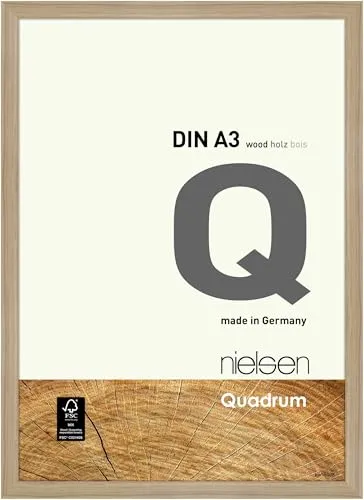 nielsen Bilderrahmen, 29,7 x 42 cm (A3), Holz, Eiche Natur, Posterrahmen zum Aufhängen im Hoch- & Querformat, Echtglas, Quadrum
