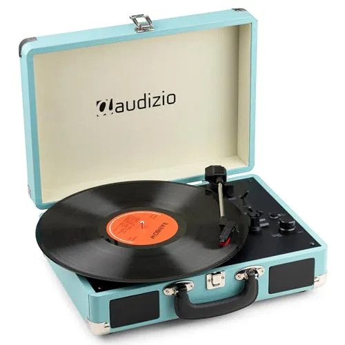 Audizio RP116B Plattenspieler mit Lautsprecher - Vinyl Player 3-Gang Antrieb, Plattenspieler Bluetooth 5.0, Schallplattenspieler mit Riemenantrieb 33/45/78, Auto-Stop, Digitalisieren mit USB, AUX