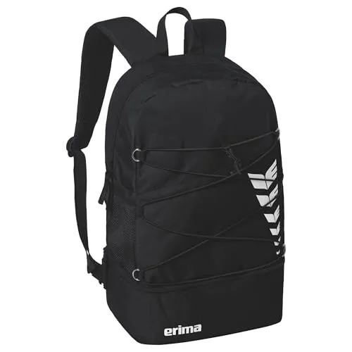 Erima Unisex Six Wings Rucksack mit Bodenfach - Robuster Rucksack mit separatem Bodenfach für Schuhe, abnehmbarer Balltasche und gepolsterten Schultergurten - ideal für Sport und Freizeit.