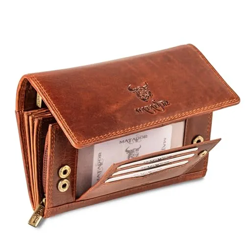 MATADOR PRAG Leder Geldbeutel Damen Groß mit Geschenkverpackung - Damen-Geldbörsen aus hochwertigem Premium Leder, handgefertigt mit 20 Kartenfächern und RFID-Schutz für maximale Sicherheit und Stil.