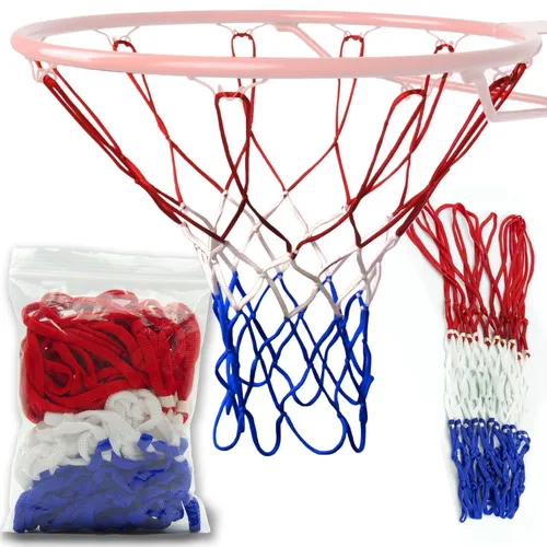 MOLTI Basketballnetz für Standard Körbe Ø 45 cm - rot-weiß-blau mit 12 Schlaufen