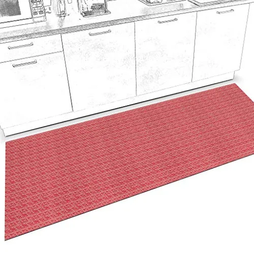 ANRO Läufer Teppich Küchenläufer Weich rutschfest anpassbar Velour Itaca Rot 65x100cm Viele Größen/Muster