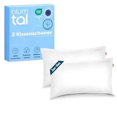 Blumtal Kissenschoner 40x70 cm 2er Set - Oeko-TEX zert. Kissenbezug 40x70 cm - wasserdichter Kopfkissenbezug 40x70 cm - Kissenbezug 70 x 40 mit Reißverschluss - Kissenbezug 40x70 cm Fleckenschutz
