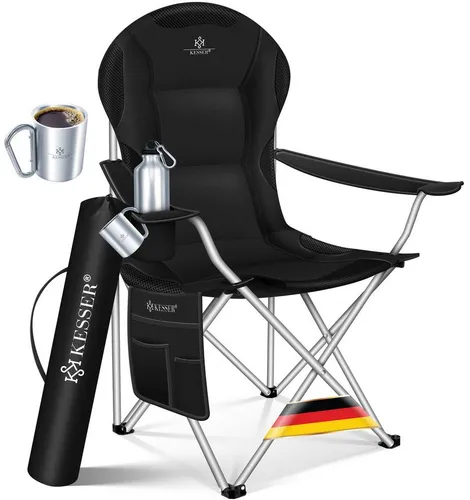 KESSER Campingstuhl - Faltbar bis 150kg, komfortabel und stabil - Camping-Möbel mit ergonomischer Form, Schaumstoffpolsterung und Tragetasche. Ideal für Camping, Garten oder Festivals - langlebig und bequem.