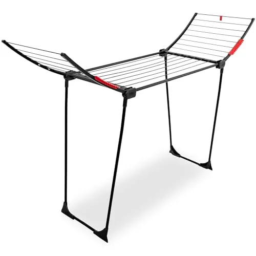 SPRINGOS Balkon Wäschetrockner klappbar mit 11,65 Meter Trockenfläche - Standtrockner mit klappbarem Design, ideal für größere Haushalte und Balkone. Stabil bis 15 kg, bietet Platz für diverse Kleidungsstücke und spart wertvollen Stauraum.