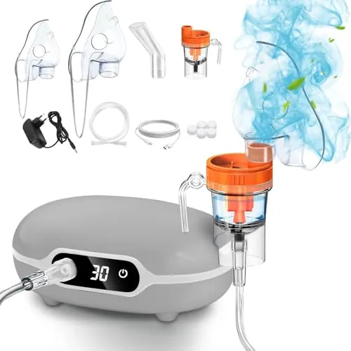 PAZEAU Tragbares Inhalationsgerät für Erwachsene und Kinder - Elektrischer Inhalator mit LED-Anzeige und einstellbarem Verneblungsvolumen, ideal für die Behandlung von Asthma und Erkältungen, leicht und tragbar für den Einsatz zu Hause oder unterwegs.