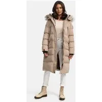 MARIKOO lange Damen Winterjacke - warmer gesteppt Parka mit abnehmbarer Kapuze, ideal für kühle Temperaturen und modische Akzente