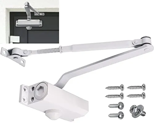 Stahlia Automatischer Türschließer Weiß Türschließer Haustür hydraulisch Innen - Außen Automatik Obentürschließer | MAXI Türgewicht 60-80 kg