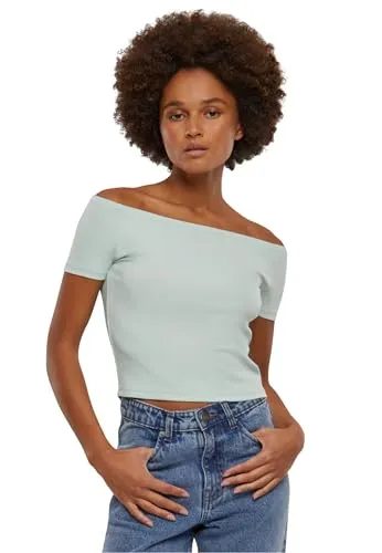 Urban Classics Damen T-Shirt Ladies Organic Off Shoulder Rib Tee, Schulterfreies T-Shirt für Frauen, Bio-Baumwolle, erhältlich in vielen Farben, Größen XS-5XL
