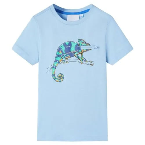 Kinder Kurzarmshirt T-Shirt Kindershirt Rundhalsausschnitt Jungen Hellblau 128
