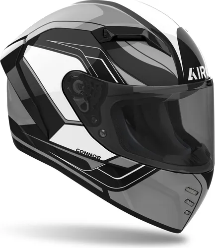 Airoh Connor Dunk Helm, schwarz-grau-weiss, Größe L - Motorradhelm mit ASN für optimale Belüftung und ATVR für schnelles Visierwechsel. Ideal für Männer, die Sicherheit und Komfort suchen.