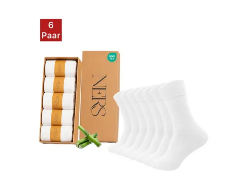 NERS Basicsocken 6 Paar Socken aus Bambus Damen & Herren, ohne Naht, Komfortbund (9-Paar) Premium Bambussocken Atmungsaktiv, & Weich, Geschenkbox