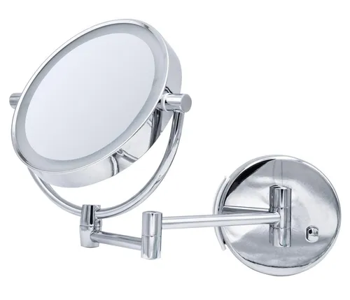 Ridder Kosmetikspiegel Sadé chrom – Wandspiegel mit LED - Eleganter RIDDER Kosmetikspiegel Sadé mit 5-facher Vergrößerung und dimmbarem LED-Licht. Ideal für präzise Pflege. Schwenkbar und platzsparend, perfekt für jedes Badezimmer.