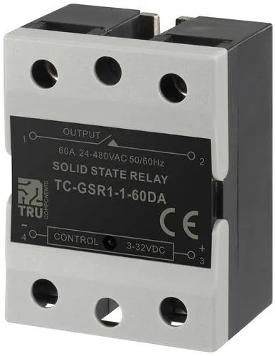 TRU COMPONENTS Halbleiterrelais TC-GSR-1-60DA 60 A - Halbleiterrelais für bis zu 60 A Schaltspannung, kompakte Baugröße und ideal für industrielle Anwendungen.