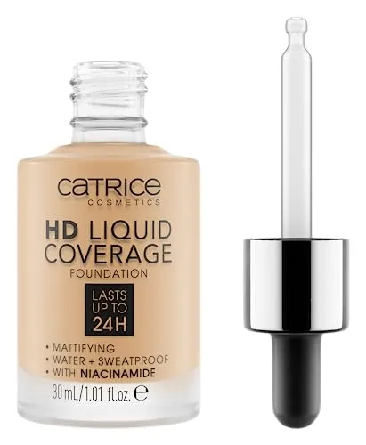 Catrice HD Liquid Coverage Foundation, Nr. 036, Nude, langanhaltend, mattierend, matt, für unreine Haut, vegan, ölfrei, wasserfest, ohne Alkohol, 1er Pack (30ml)