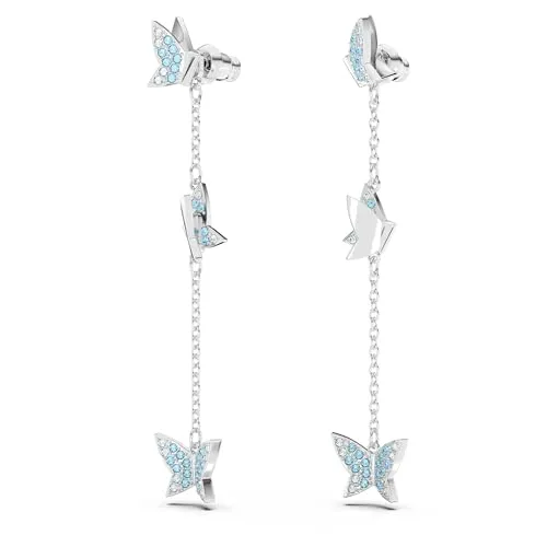 Swarovski Lilia Drop-Ohrhänger, Schmetterling, Blau von Swarovski