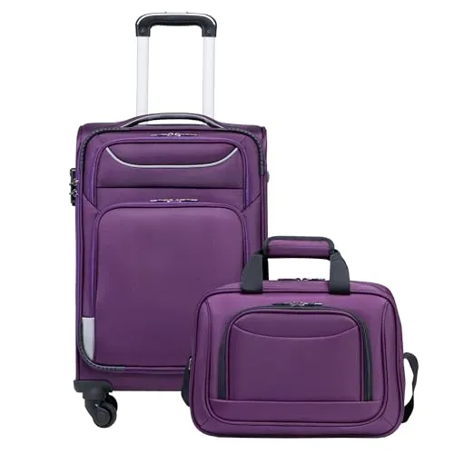 COOLIFE Handgepäck Koffer Weichgepäck Trolley58cm und 1 Große Umhängetasche
