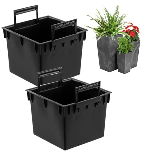 Austauschbarer quadratischer Set 2 Stck. Plantztopf-Einsatz aus Kunststoff 13 L Maße 26x26x20,5 cm für Prosperplast-Töpfe Höhe H 50 cm mit Griffen, für den Außen- und Innenbereich