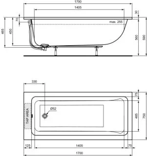 Ideal Standard Dolce Vita Körperform-Badewanne 170 x 75 cm von Ideal Standard