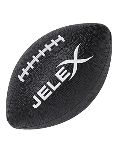 JELEX Touchdown American Football aus Gummi, mit klassischer Naht und hervorragender Sprung- und Flugeigenschaft, optimale Handlichkeit mit gutem Grip. Gewicht: 400 g (Black)