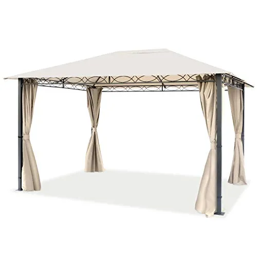 TOOLPORT Rendezvous 3x4 m Softtop Gartenpavillon - Pavillon mit 4 wetterfesten Seitenteilen, ideal für entspannte Stunden im Garten, Grillpartys oder Yoga im Freien. Robuste, wasserdichte Konstruktion aus pulverbeschichtetem Stahl und Polyester sorgt für Stabilität und Schutz.