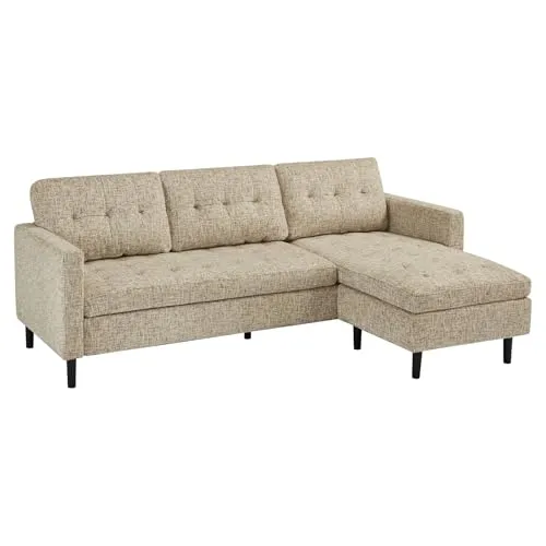 Riess Ambiente Ecksofa STOCKHOLM 220 cm beige – Bequemer 3-Sitzer mit Ottomane - Ecksofa STOCKHOLM in beige aus Strickstoff, flexibel kombinierbar mit Hocker. Ideal für gemütliche Abende und stilvolles Wohnen – perfekt für Wohnzimmer und Gästezimmer.