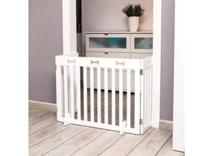 Trixie Absperrgitter weiß, B82-124/H61 cm - Flexibles Hundegitter - Sonstiger Hundebedarf, vielseitig einsetzbar und ideal zum Absperren von Räumen oder Treppen für kleine und mittelgroße Hunde.