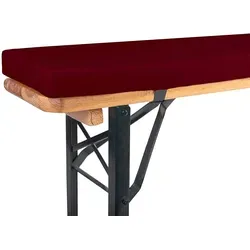 TexDeko® Bierbankauflage gepolstert XL 220x25x4cm - Bordeaux - Hussen- & Überwurfsets: Hochwertige, waschbare Bierbankauflage mit doppelter Polsterhöhe für extra Komfort und optimale Befestigung durch elastische Gummibänder.