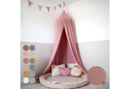 lilimaus Betthimmel Hochwertiger Baldachin Betthimmel Kinderzimmer, Gold Applikation, Stilvoller Baldachin für Baby- und Kinderzimmer