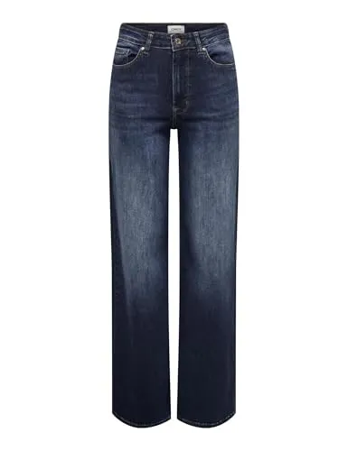 ONLY Weite Jeans ONLMadison - Dunkelblau, Größe M - Jeans in Dunkelblau mit Mid Waist und langem Schnitt, ideal für lässige Outfits. Bequem dank 92% Baumwolle und elastischem Material.