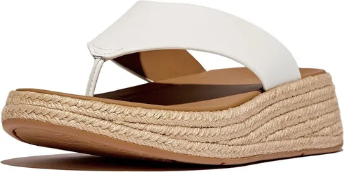 FitFlop Damen Flip Flops F-Mode Espadrille Leather Flatform T/Post Sandals IV6 - Elegante Flip Flops in Urban White, ideal für jeden Anlass. Mit hochwertigem Leder und bequemer Flatform für optimalen Tragekomfort in jeder Jahreszeit.