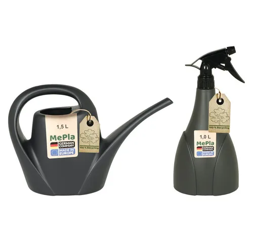 Heimwerkercenter Übertopf MePla - Set Kunststoff Gießkanne 1,5l Indoor + Sprüher 1,0l anthrazit