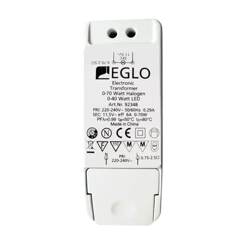 EGLO Trafo, Halogen-LED-Trafo, Transformator für LED: 0-40 Watt, Halogen: 0-70 Watt, Treiber dimmbar