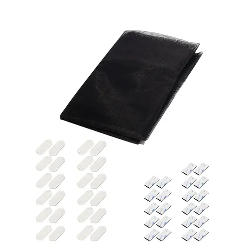 EasyMaxx Moskitonetz 03238 - Schwarz, Kunststoff - Fliegengitter mit Magic Klick Magnetverschluss, ohne Bohren montierbar und ideal für Balkon- und Terrassentüren bis 90x210 cm.