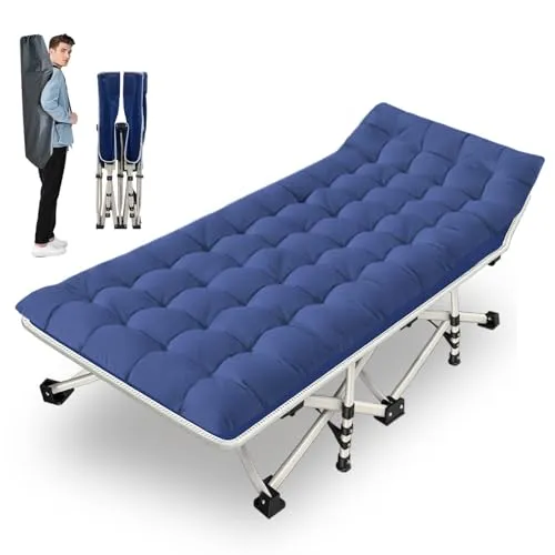 NESDCC Campingbett mit Matratze feldbett Oxford Tuch Tragfähigkeit 200KG Gästebett für Erwachsene Klappbett mit Seitentasche tragbares, Outdoor, Garten, Indoor