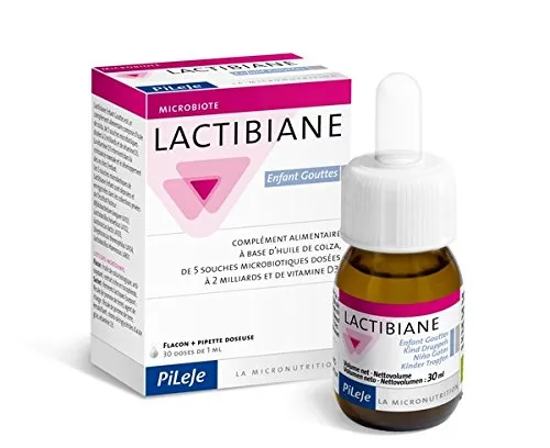 Pileje Lactibiane Kindertropfen 30ml - Pflaster für Kinder mit Vitamin D3, unterstützt die Verdauung und das Immunsystem, ideal für Kinder ab 3 Jahren, ohne Zuckerzusatz und künstliche Aromen.