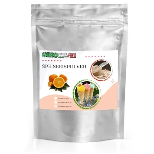Gino Gelati Joghurt Orange Speiseeis Pulver 1 Kg, verschiedene Sorten, für Eismaschinen, Eis selber herstellen, Made in Germany, schnelle und einfache Zubereitung