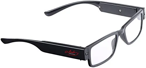 infactory Lesebrille Mit Licht: Modische Lesehilfe mit integriertem LED-Leselicht und Akku, +2,5 dpt (Lesebrille mit Beleuchtung, Lesehilfe mit Licht, Nachtsichtbrille)