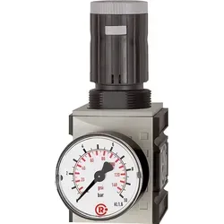 Druckregler FUTURA mit Manometer - Druckluftzubehör mit modernem Design, Regelbereich 0,1 - 1 bar und hervorragenden Durchflusswerten, ideal für präzise Druckregelung in verschiedenen Anwendungen.