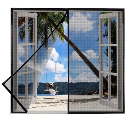 Insektenschutz Magnet 90x135cm Schwarz Moskitonetz Fenster Anti-Aging für Türen und Fenster unterschiedlicher Größe, Fliegennetz