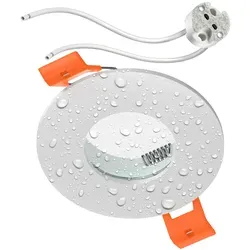 ledscom.de Bad-Deckeneinbaurahmen ERID, Feuchtraum, Badezimmer, IP44, rund, weiß matt, inkl. GU5.3 Fassung