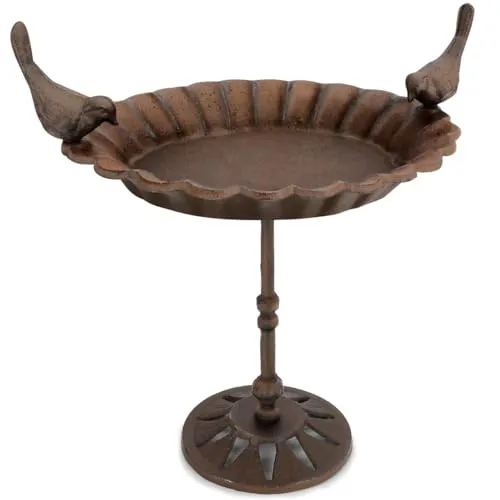 wildlife home Vogeltränke stehend I Vogeltränke 41cm hoch mit Standfuß Garten, Balkon I Vogelbad frostsicher aus Gusseisen, Wassertränke für Vögel, Wildvögel