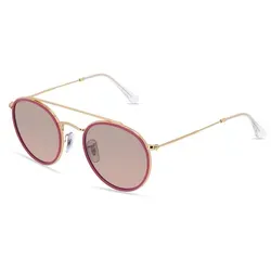 Ray-Ban RB 3647N Unisex-Sonnenbrille Vollrand Rund Metall-Gestell, Gold