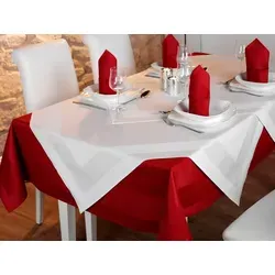texpot Tischdecke Atlaskante elegant 100% Baumwolle in rot von texpot