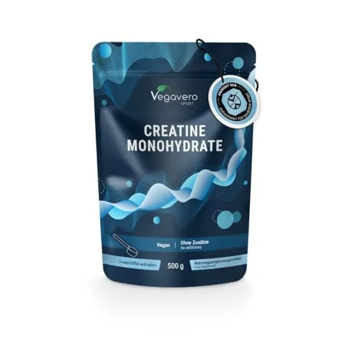 Creatin Monohydrat Pulver 500 g | Vegan | Optimale Löslichkeit | Laborgeprüft | Hochdosiertes Kreatin für Energie und Muskelkraft | 147 Portionen | Deutsche Produktion von Vegavero