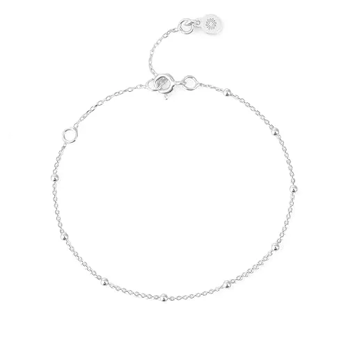 Einzelstück® Kugelarmband 925 Sterling Silber I Armband mit Kugeln vergoldet I Planetkette I Silberarmband Handmade Echtschmuck I Damenarmband I Armkette (Harmony Armband Silber)