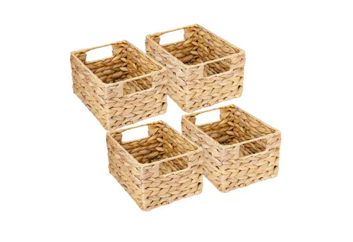 HMF Aufbewahrungskorb aus Wasserhyazinthe (4 St) - Dekokörbe, handgefertigte Flechtkörbe aus nachhaltiger Wasserhyazinthe, ideal zur stilvollen Aufbewahrung und Dekoration.