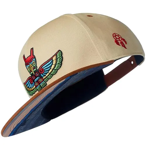 Cadency® Snapback Cap, Herren und Damen, Totem, Baseball Kappe, Basecap gerader Schirm, Größenverstellbar, Unisex Beige